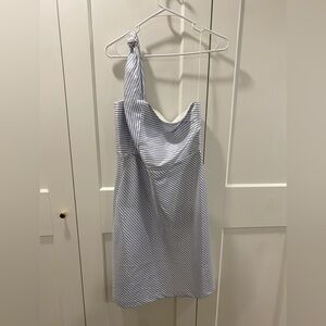 Banana Republic Blue and White One-Shoulder Dress